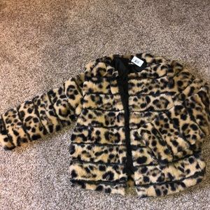 Cute fuzzy animal print jacket
